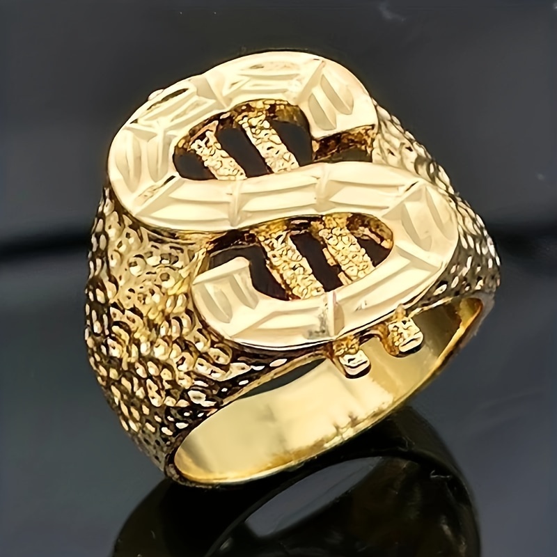 

1 Luxurious Men's Domineering Ring - Hip-hop Creative Dollar Car , Men' Accessories - High-quality Plated Metal, Comfortable Wearing