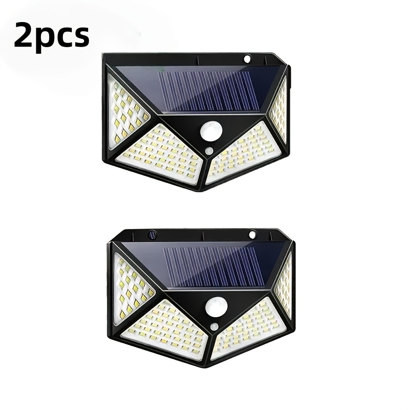 TEMU 2pcs Lampes Solaires d'Extérieur, 100LED Lampes d'Induction Murales, Garage, Capteur de Détection de Lumière Intelligent, Chargement Solaire,