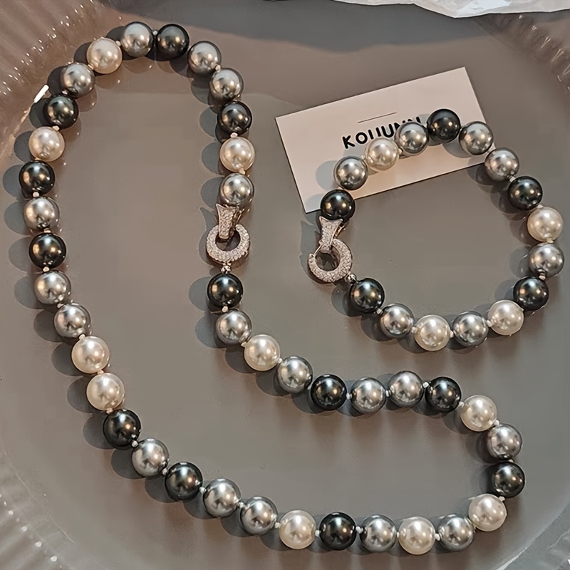 10mm Beaded Necklace and Bracelet Set Vintage Mixed Chain Gift Casual Attire
