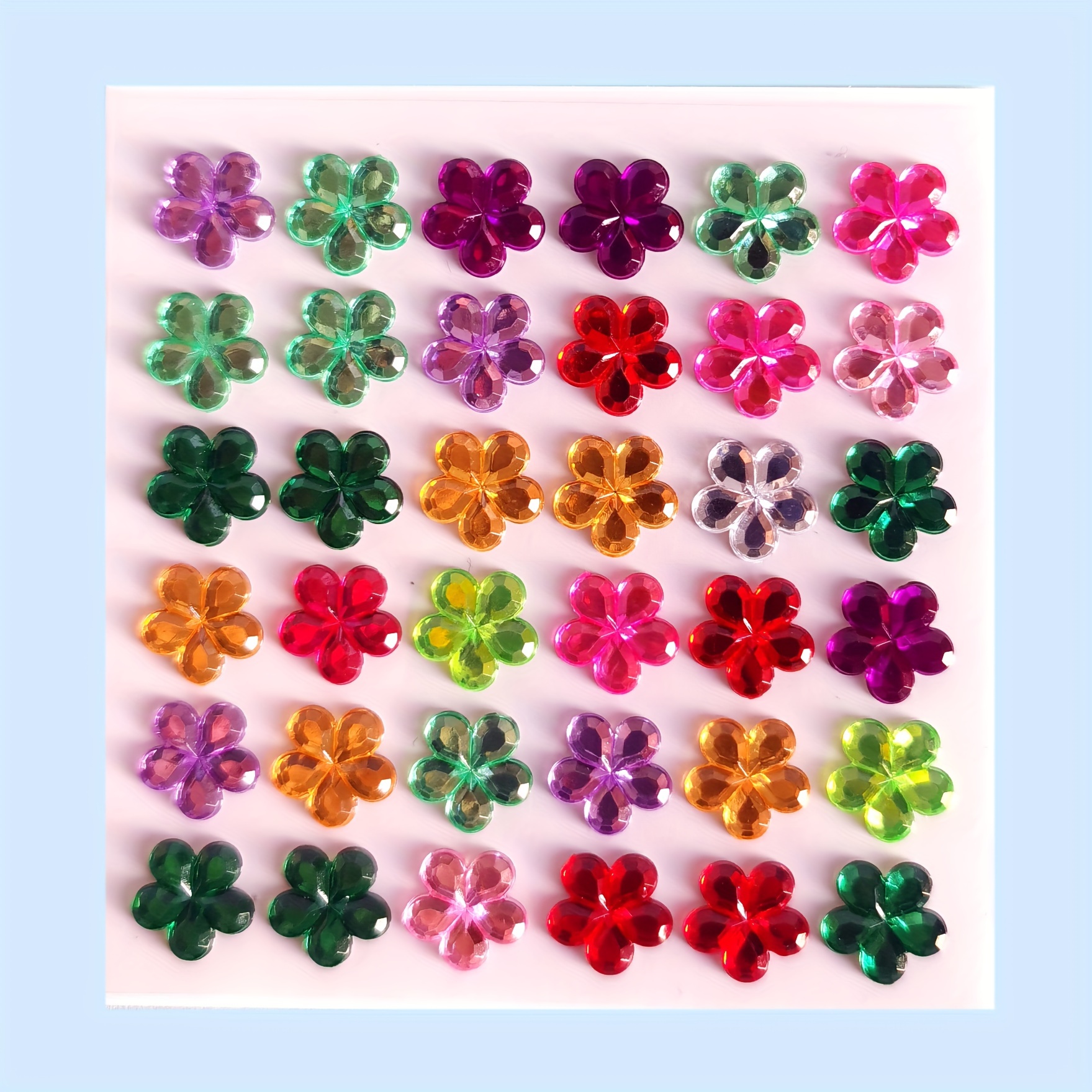 

Colorful Flower-shaped Self-adhesive Decorative Gem Stickers, Can Be Used On Face, Hair, Forehead, Nails, Cards, Gift Packaging