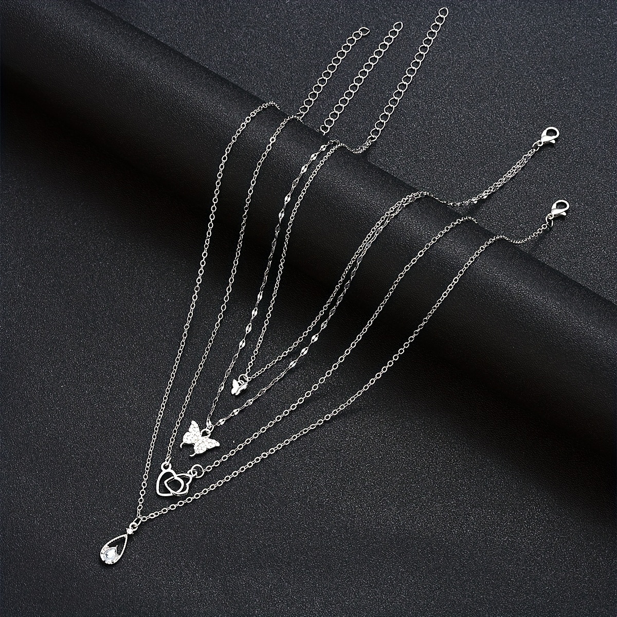 11pcs Heart Snake Butterfly Pendant Necklace Set for Women's
