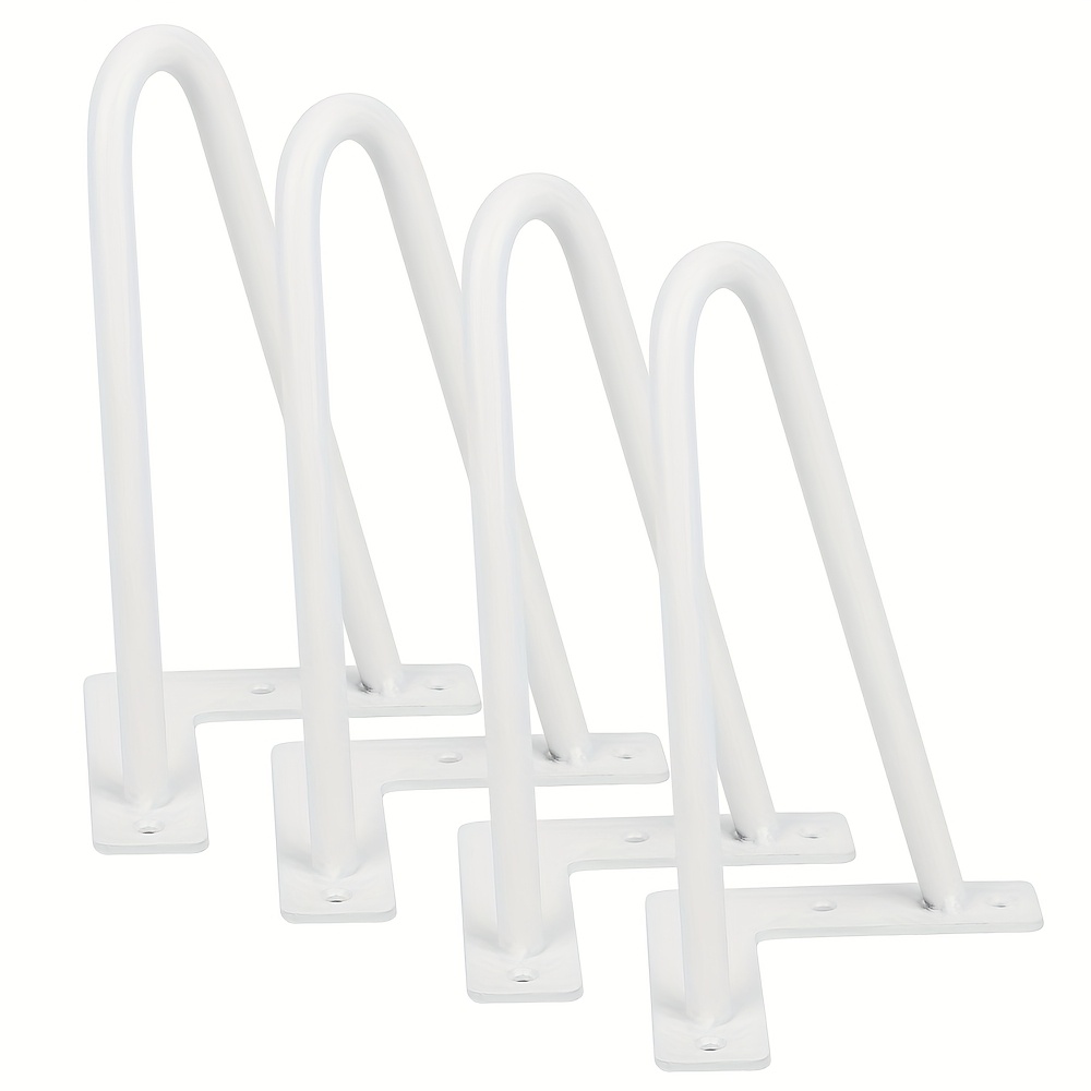 Image of Set Of 4 Metal Table Legs, 20cm Table Leg Set, Hairpin Legs, Dining Table Legs, Hairpin Legs, Steel, For Dining Tables, Coffee Tables, White