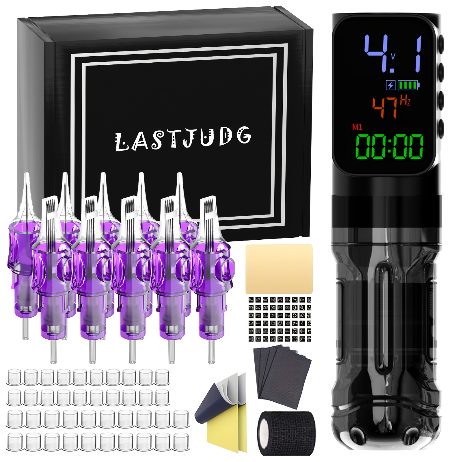 Image of Lastjudg Premium -one Tattoo Pen Kit, -one Tattoo Pen, Multi Functional 2300mah Battery, Tattoo Needles Cartridge, Portable Tattoo Supply Equipment, Suitable For Beginners And Experienced