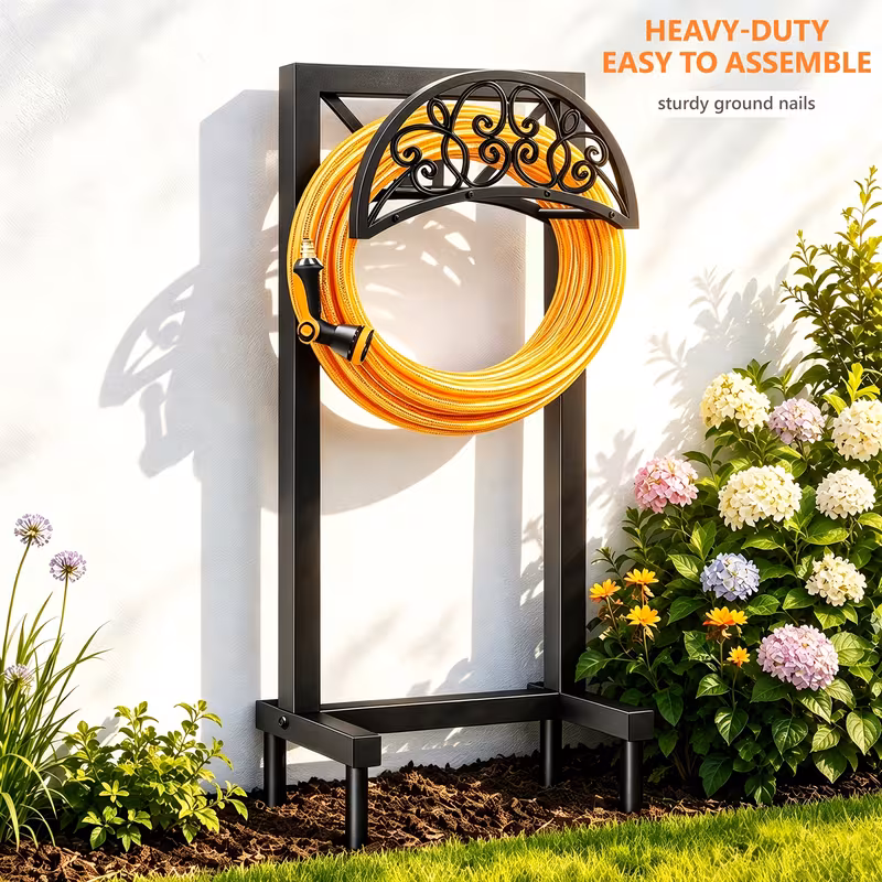 heavy duty metal garden hose holder freestanding outdoor