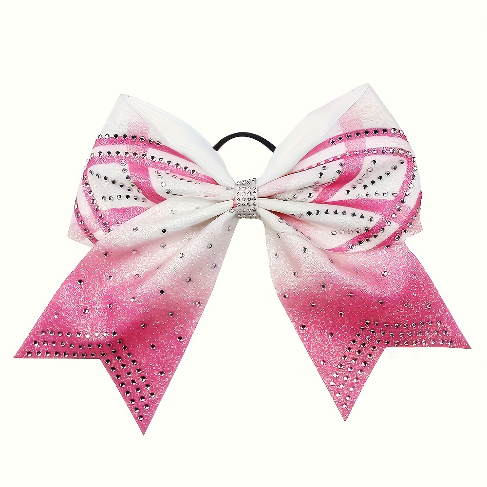 TEMU 1pc Sparkly Bow For Girls - Fabric Glitter Hair Bow With Tie - Hip Hop Punk Style Bow Accessory With Color Matching Print For Cheerleaders - Suitable For 14+ - Homecoming Ring Accessory