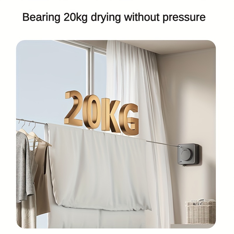 a heavy duty retractable clothesline reel measuring 4 25 meters made of 304 stainless steel   indoor use in rental rooms or on   ideal for hanging towels and quilts   details 6