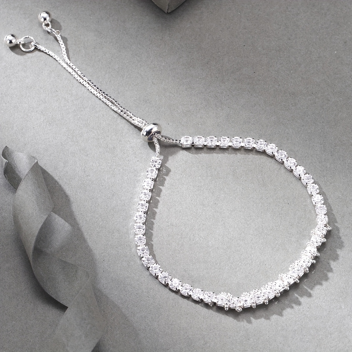 Sparkling Rhinestone Encrusted Bracelet for Women Adjustable Chain