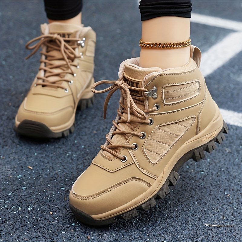 TEMU Women's Outdoor Hiking Shoes, Lace For Autumn And Winter Hiking Shoes, Camping City Adventure Shoes, Casual Sports Shoes, Hiking Equipment,