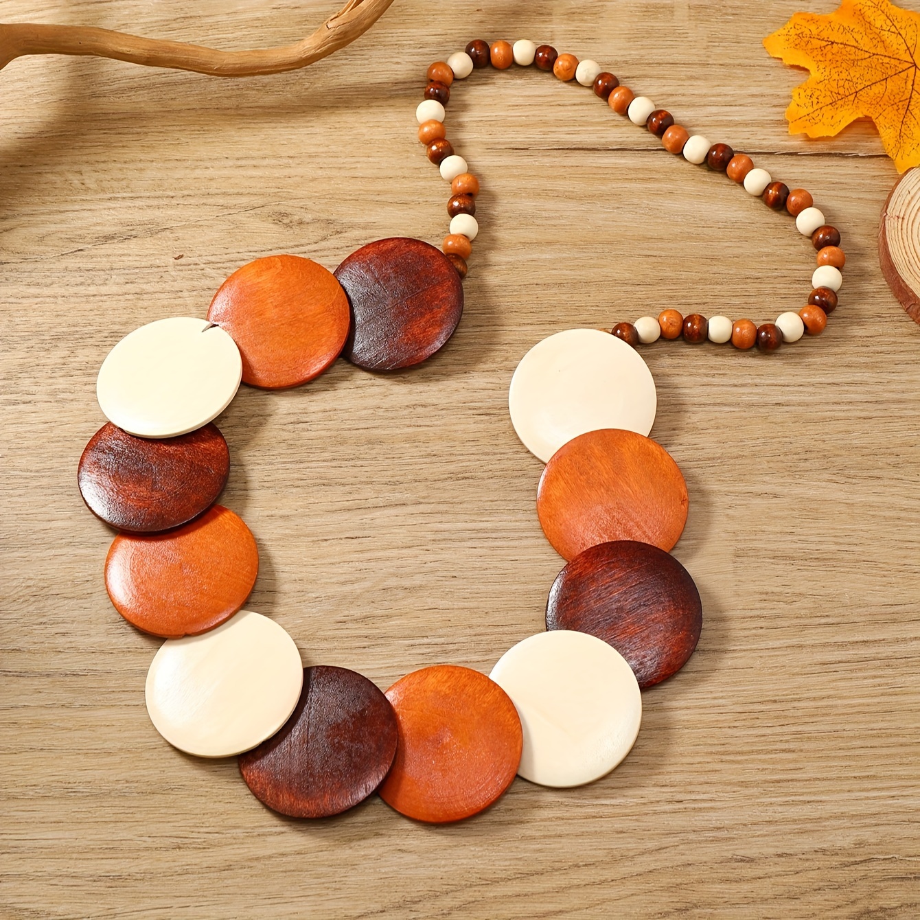 TEMU New Ethnic Style Vintage Pure Handmade Wooden Necklace, Fashionable And Versatile, Suitable For Casual Travel And Other Occasions