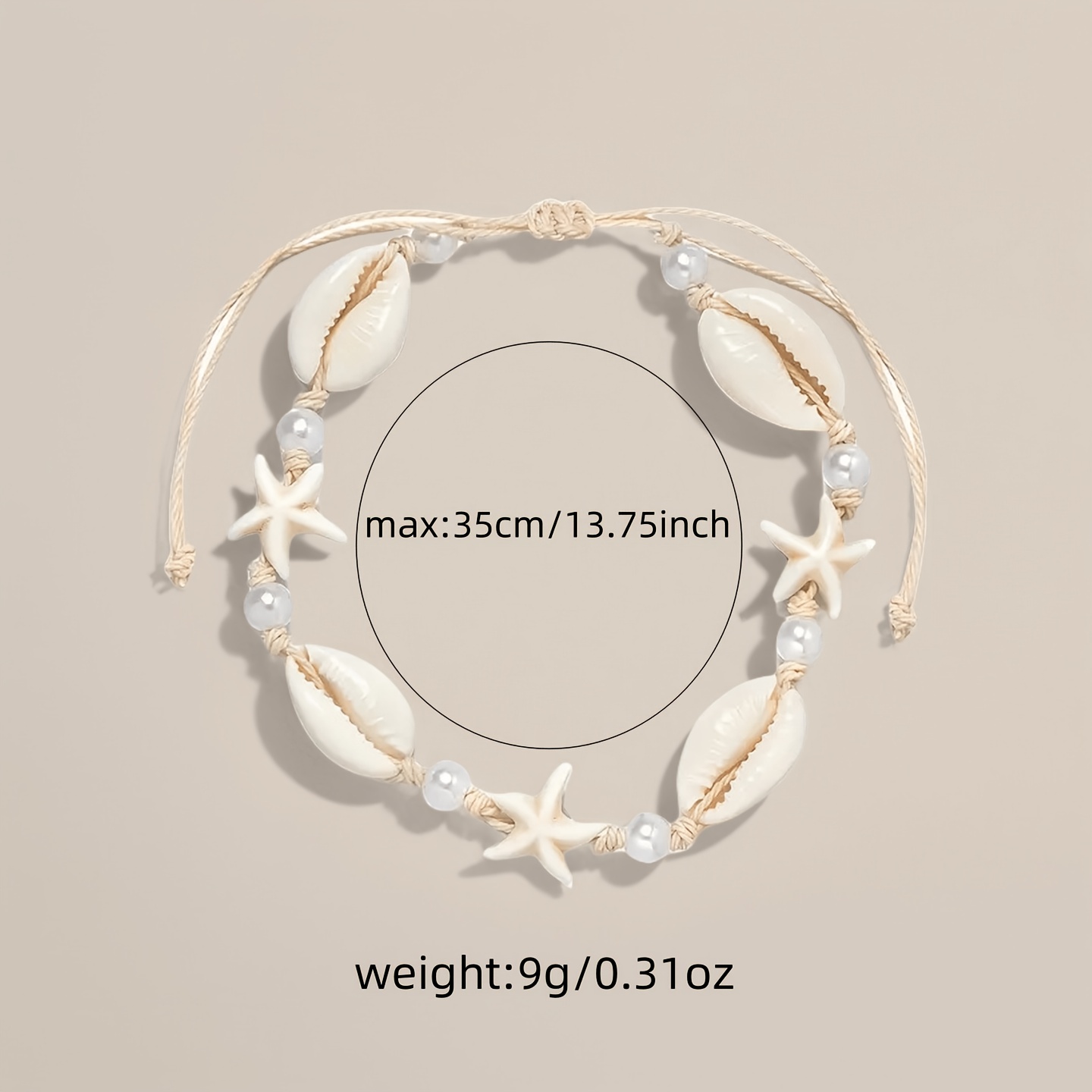 Adjustable Women's Seashell & Starfish Anklet