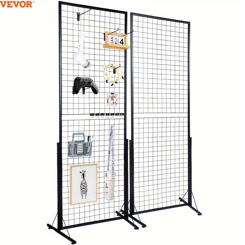 

Vevor 2' X 5.6' Grid Wall Panels Tower, 2 Packs Wire Grid Panels With Floorstanding, Double Side Panels For Art Craft Shows, Retail Display With Extra Clips And Hooks