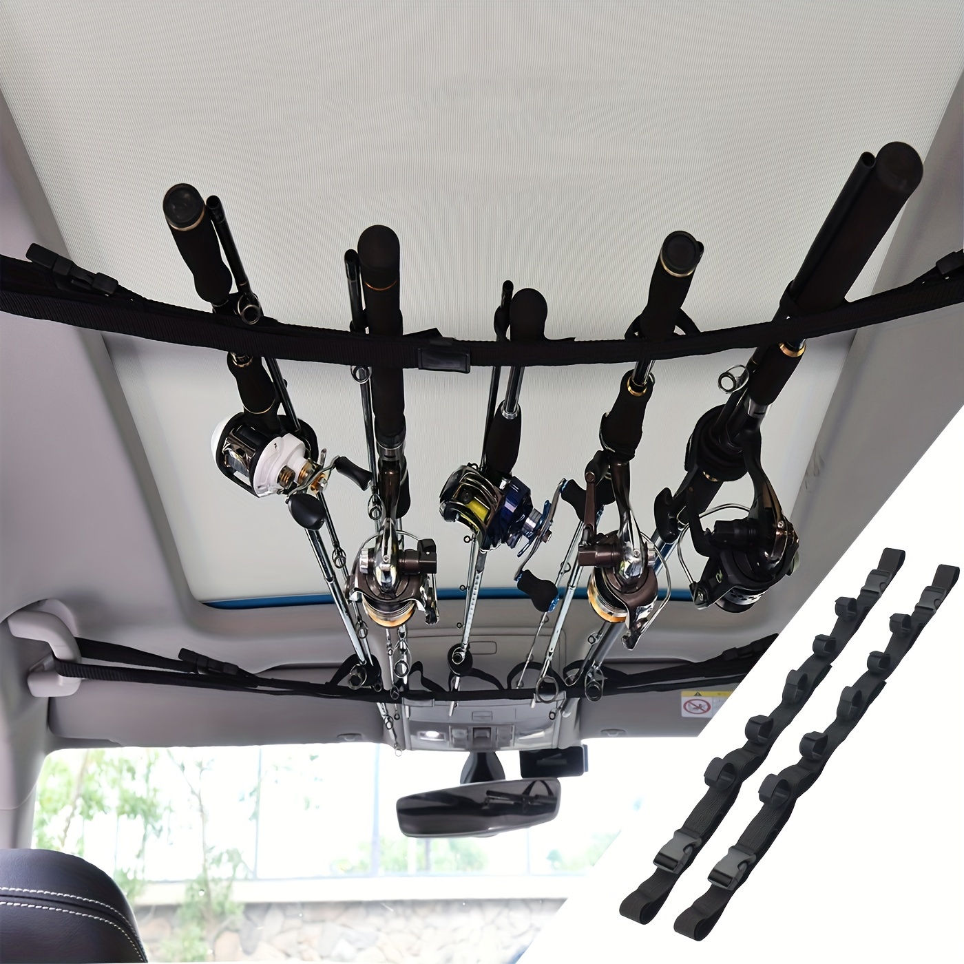 

2-piece Heavy Duty Nylon For Vehicles - Adjustable 43-60 Inch, Holds 5 Rods, Ideal For Suvs, Trucks &