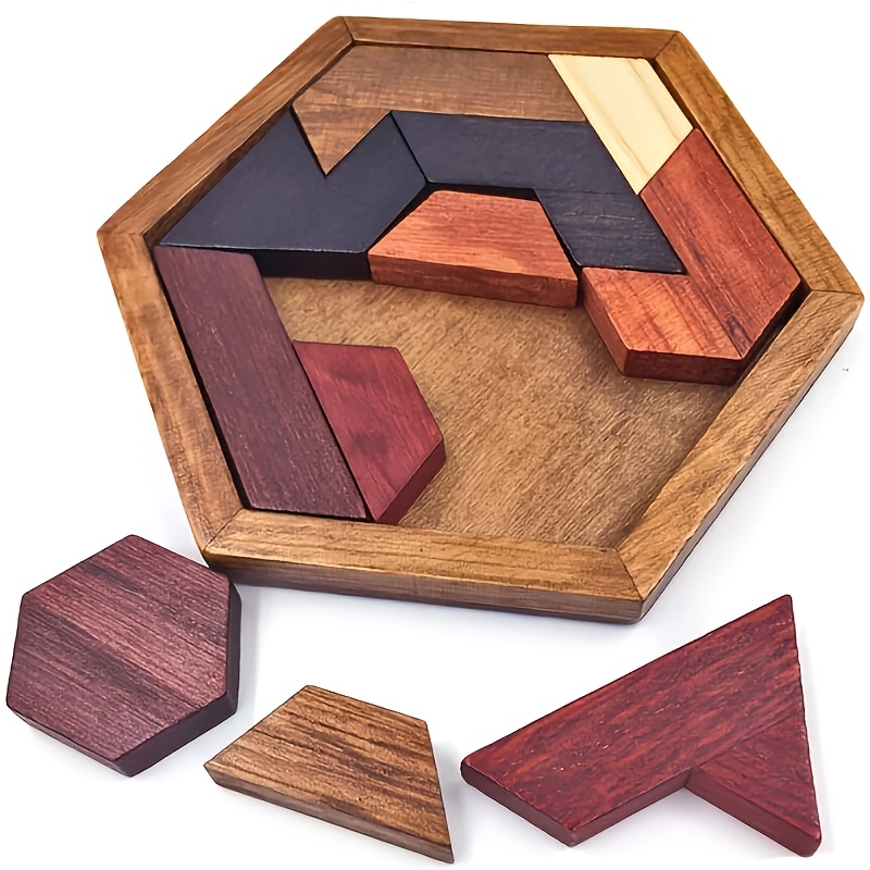 Wood Hexagonal Puzzle Toy | Sorting Stacking & Peg Insert Game