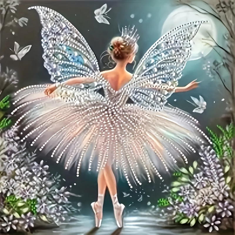 

Butterfly Fairy Ballerina 5d Diy Diamond Painting Kit 20x20cm - Round Acrylic Diamonds Full Drill Embroidery Cross Stitch Arts Craft For Home Wall Decor, Frameless Unique Gift