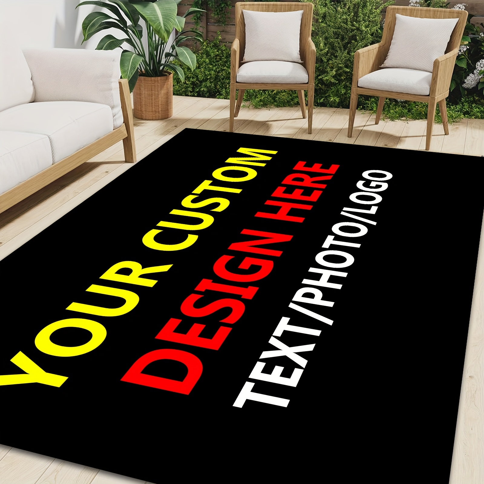 TEMU Custom 1pc Long Runner Mat, Personalized Photo/text/logo Kitchen Mat, Suitable For Couples Men/girlfriend, Colleagues' Gift, Non-slip Golden