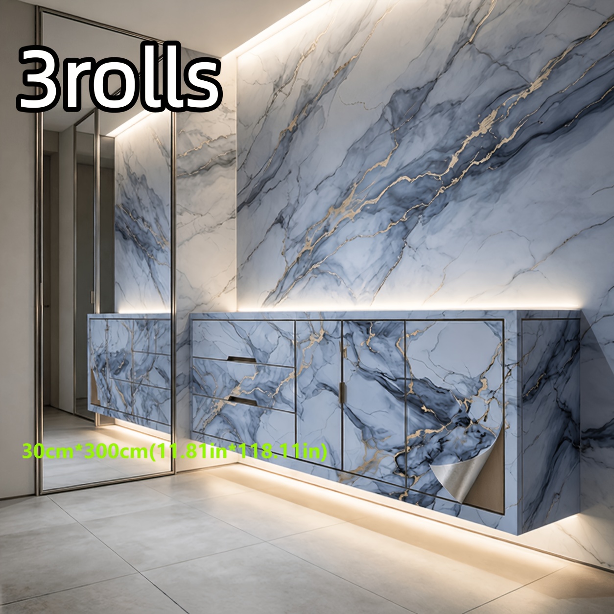 TEMU 3 Rolls Of Pattern Waterproof Self-adhesive Vinyl Wallpaper, Easy To Apply And Clean, Ideal For Bathrooms, Kitchens, And Living Room Wall