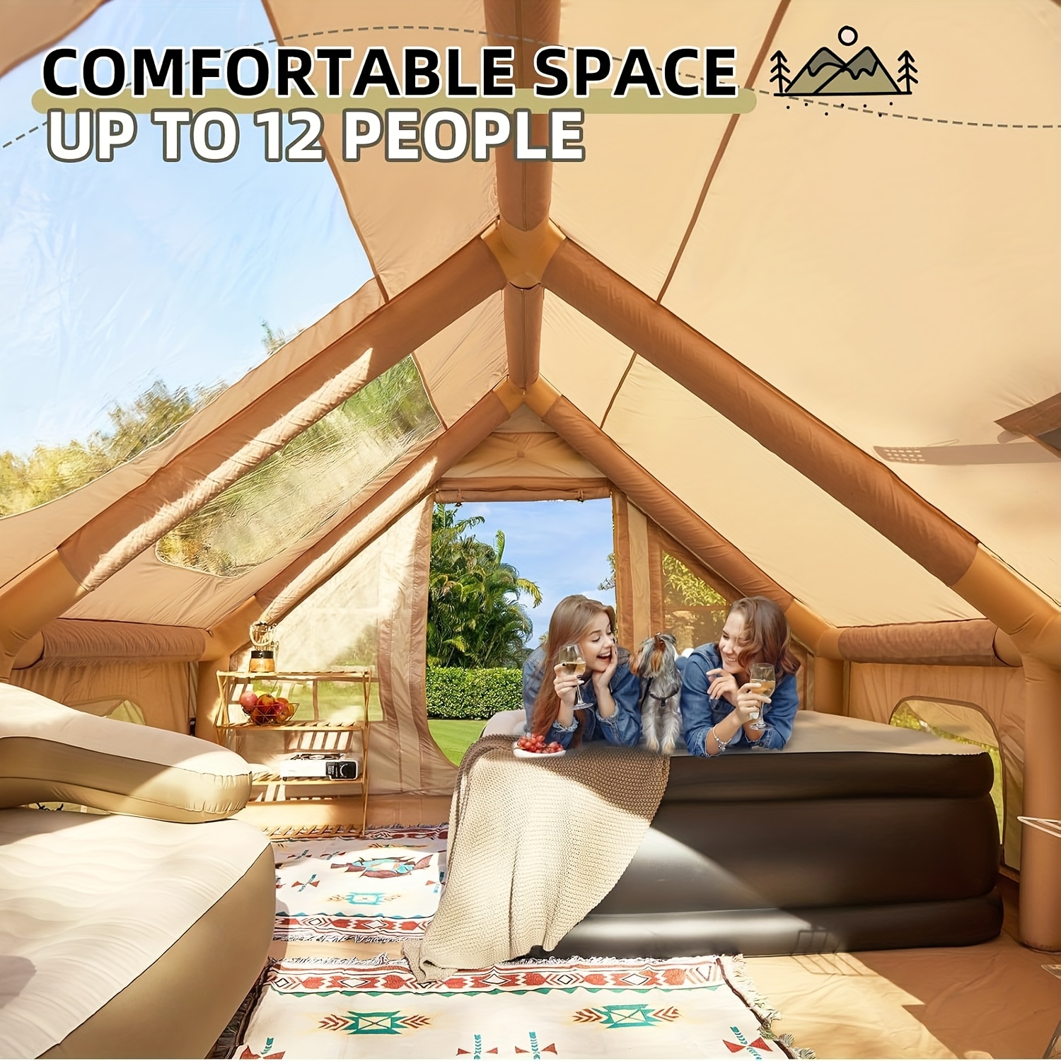 Gaonala 10-person Tent - 12 Sqm Inflatable Outdoor Tent With Large , Thickened Oxford Fabric & For Thanksgiving, Christmas, Halloween, New Year, Tents For Camping, Seasonal Camping
