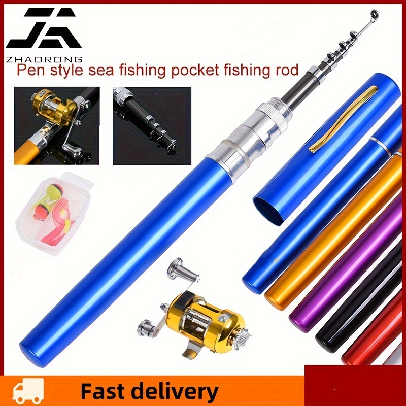 

Portable Pocket Telescopic Mini Fishing Pole Pen Shape Folded Fishing Rod With Reel Wheel