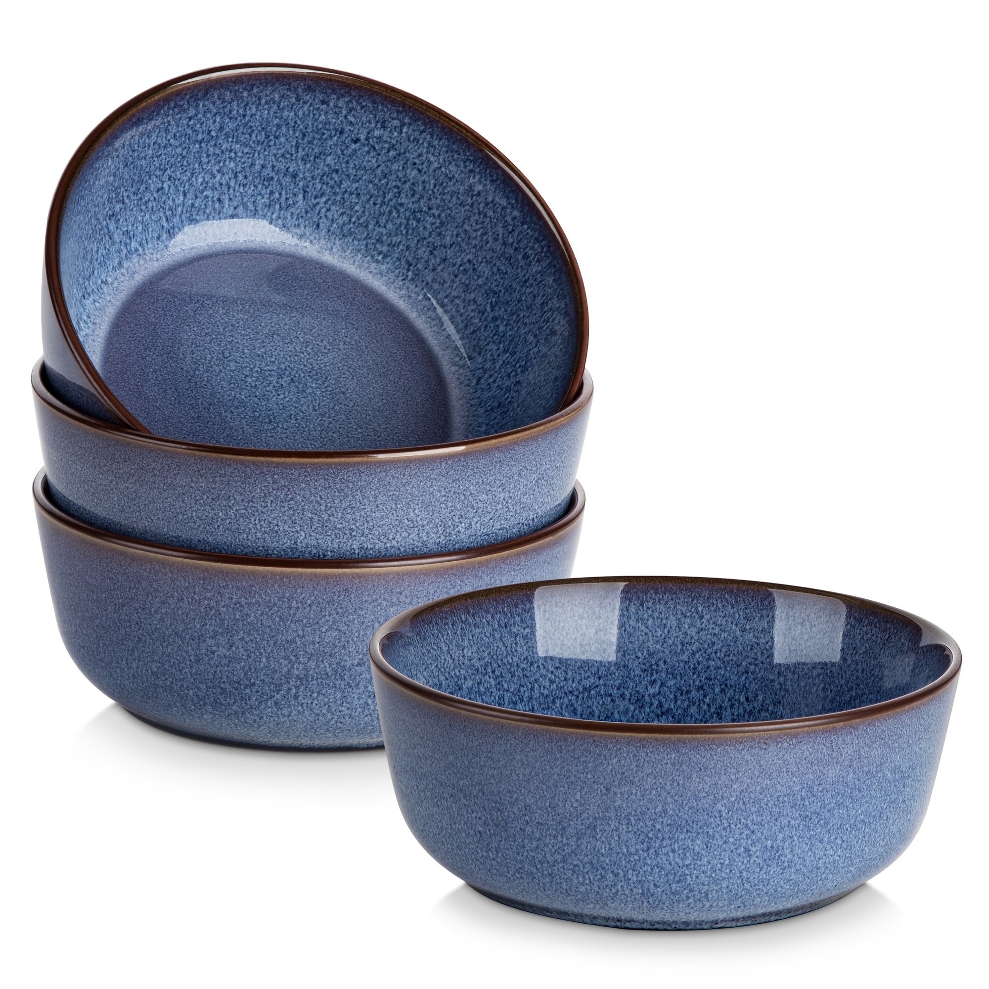 4pcs Bowl Set, 25 Ounces Kitchen Bowls For Large Cereal, Breakfast, Oatmeal, Microwave And Dishwasher Safe, Double-sided Kiln- Cereal Bowl In Blue/green/purple