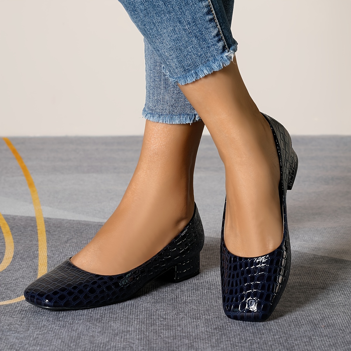 escarpins élégants femmes taille noir talon bas Temu Mauritius