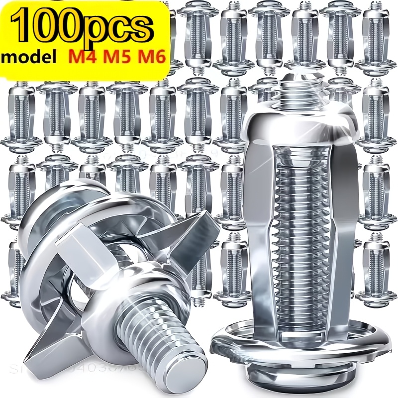 TEMU 100pcs Assorted Petal Nuts Mixed Metal Expansion Screws, [m4/m5/m6] Phillips Slot Hollow Rivets, Industrial Fasteners For Sheet Metal , Durable