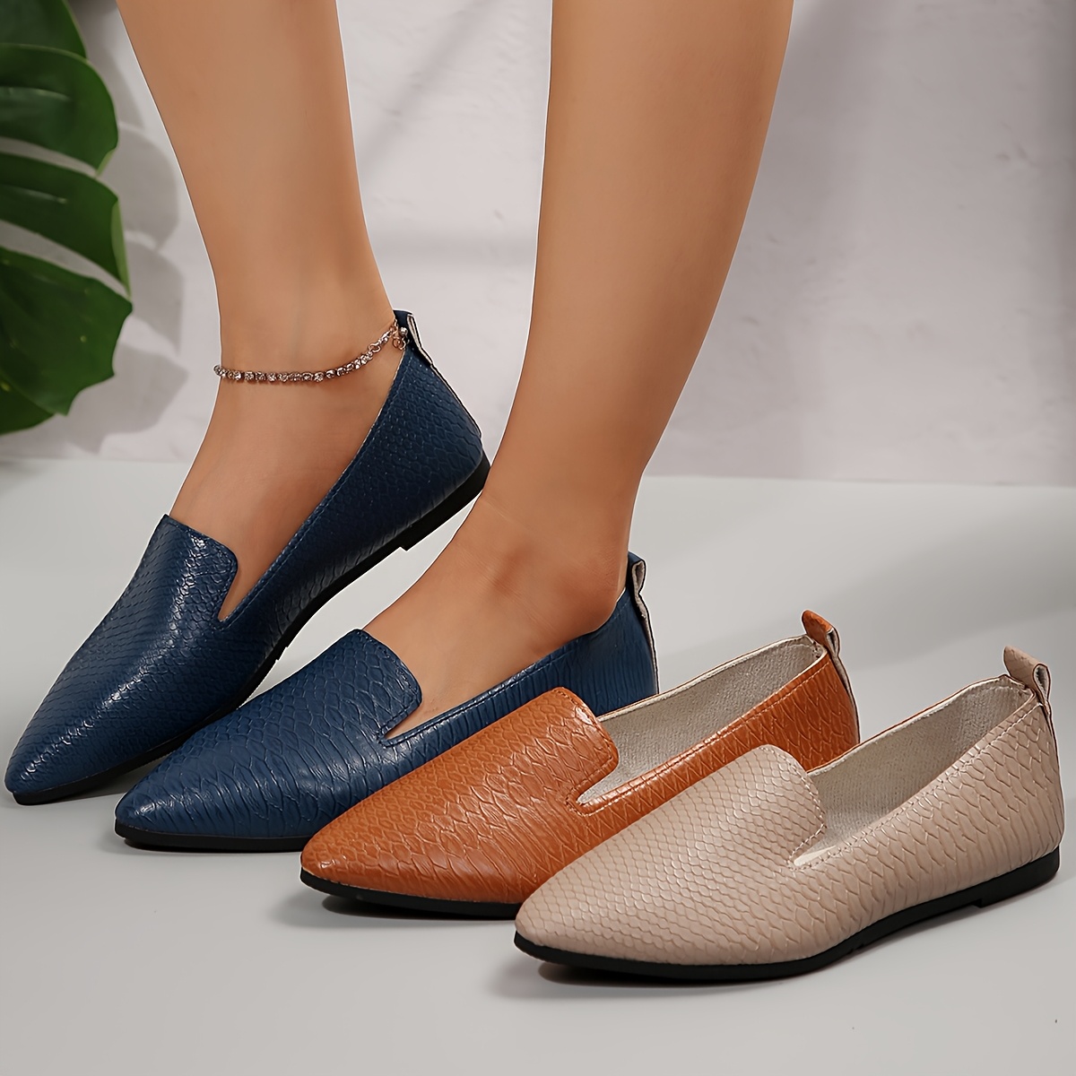

Snakeskin Pattern Pointed-toe For Women - -on, &