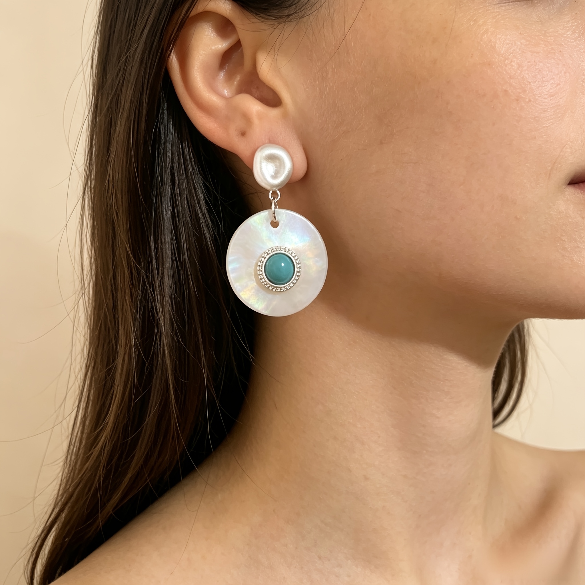 Women's S925 Sterling Silver Turquoise Dangle Earrings