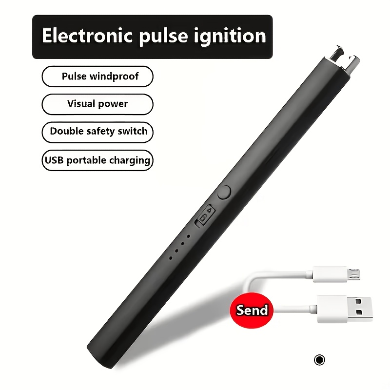 TEMU Encendedor de recargable por USB, a prueba de viento y sin llama, un encendedor electrónico multifuncional portátil para regalos de Navidad, con