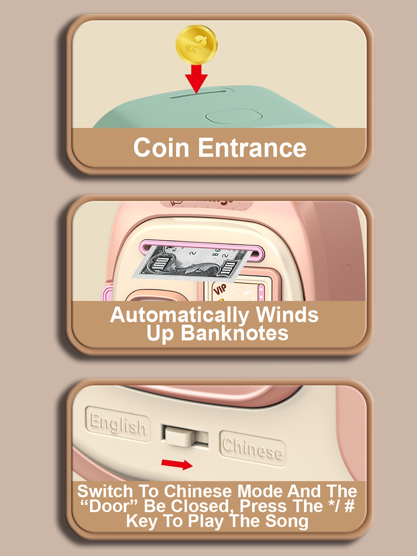 存钱罐现金硬币罐atm硬币钱罐儿童礼物--热门礼物万圣节圣诞节礼物| Temu Malaysia