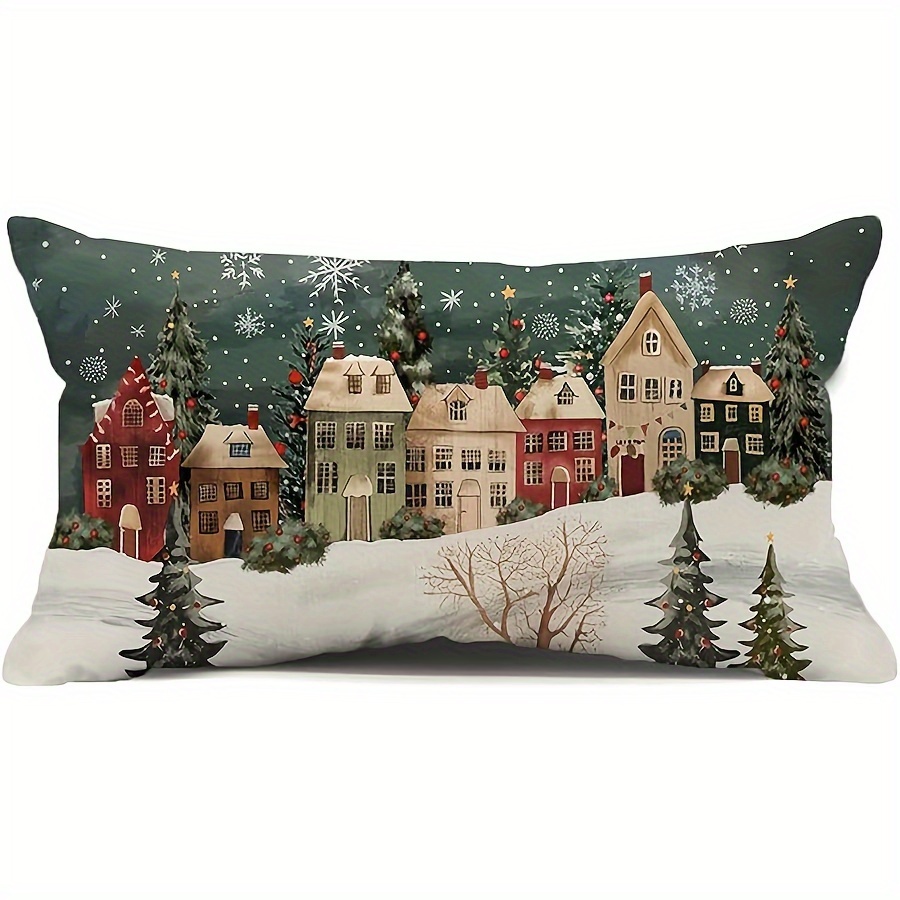 

Winter Wonderland Lumbar Pillow Cover - Vintage & House Design, , Zip Closure - Christmas & Farmhouse Decor