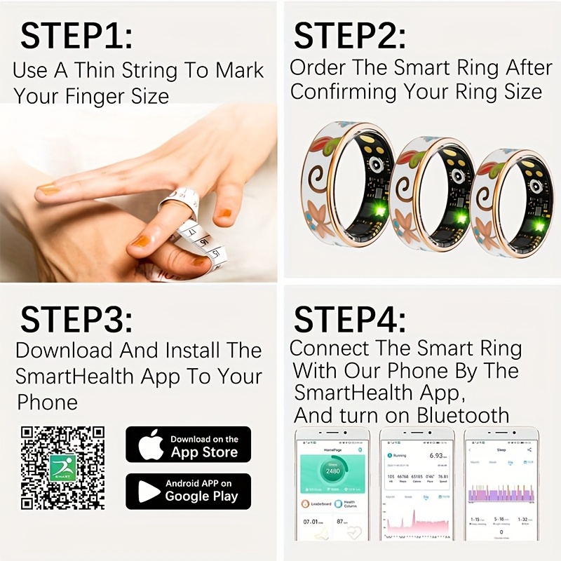 womens smart ring fitness sleep   with step distance calorie monitoring multiple sports   crystal charging case magnetic usb c charging fashionable engraving design high quality compatible with ios   perfect gift for women fitness tracking accessory elegant accessory durable touchscreen Product details 2