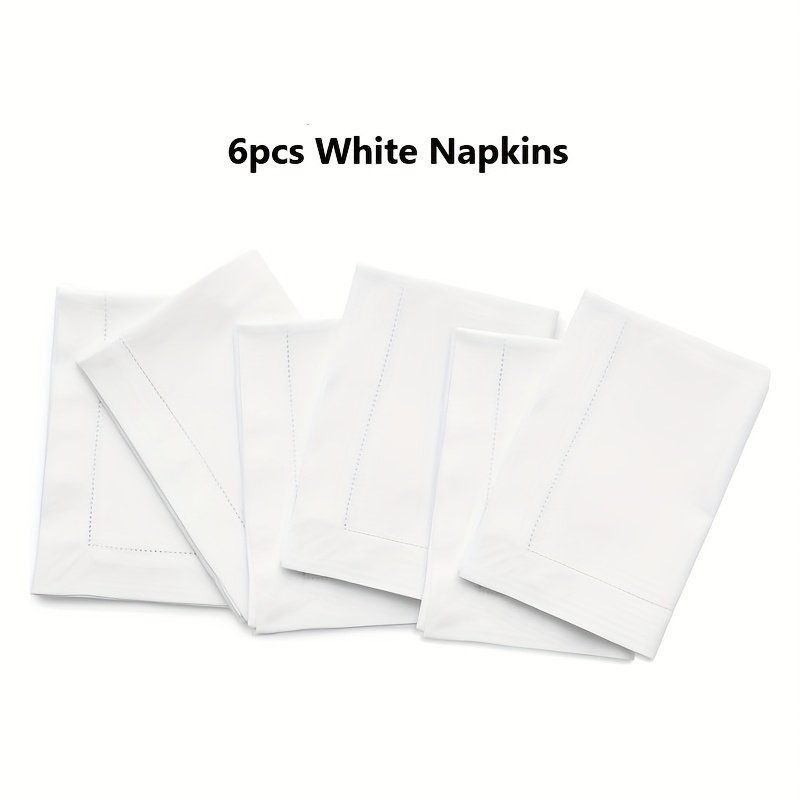 6pcs 45x45cm White Cotton Napkins With Elegant Deer & - Perfect For Weddings, Formal Events, And Gift Boxes, Wedding Napkin | Elegant Napkin Design | Cotton Napkins