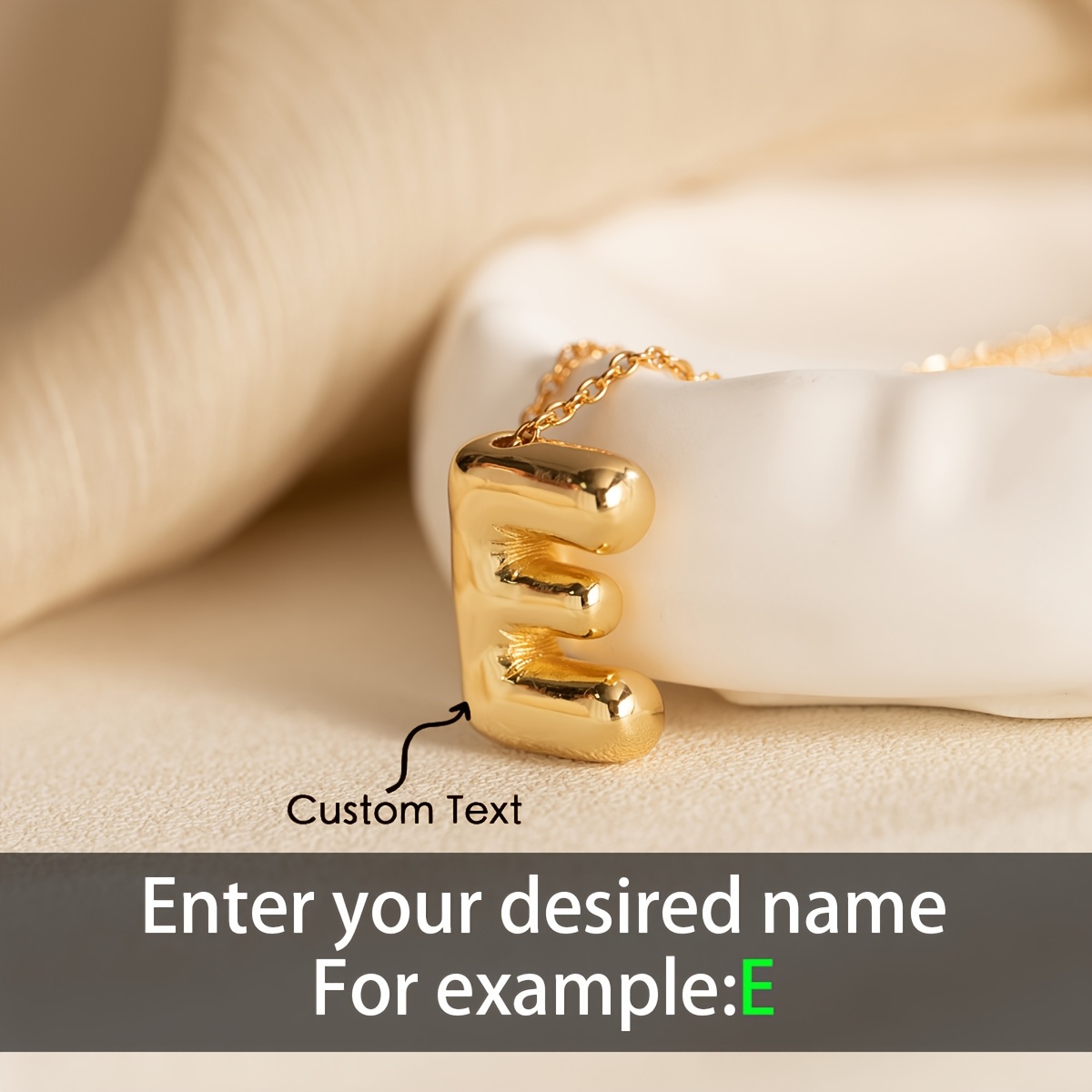 TEMU Collier Pendentif Mode Femme avec Lettre Anglaise Bulle et Design Personnalisé, Fabriqué en Acier Inoxydable 304L, Collier Réglable avec Une