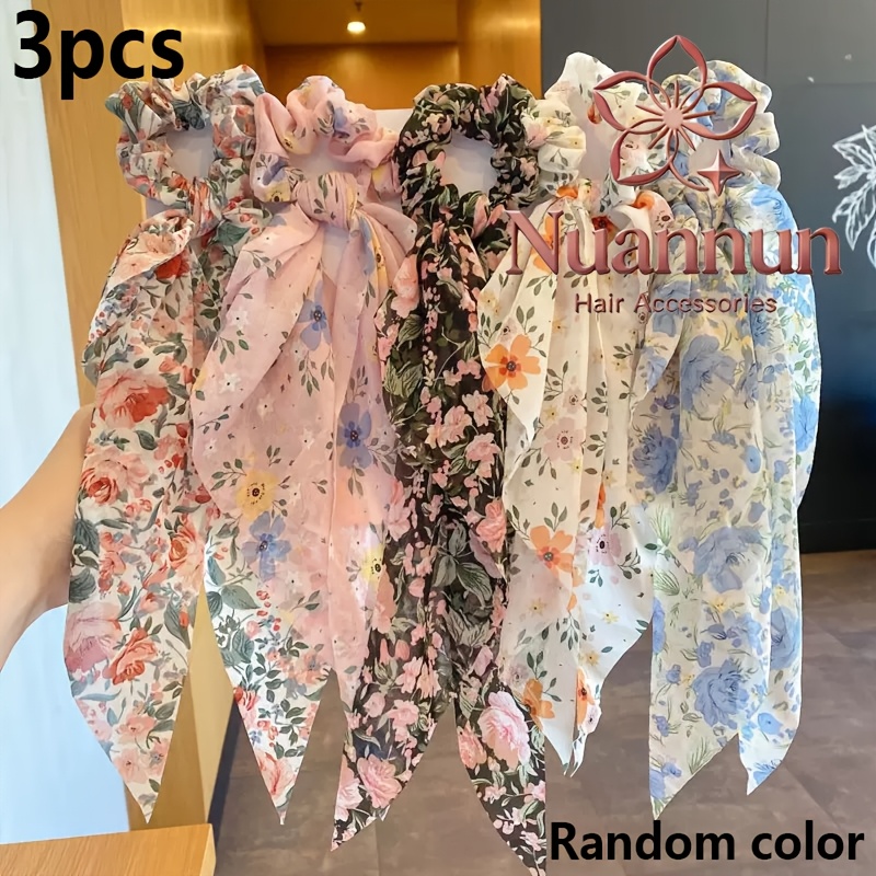 TEMU 3/4/5 pezzi Multicolore Colori Casual Estate Nuovi Chiffon Piccolo Sciarpa per Capelli Streamer Accessori per Capelli