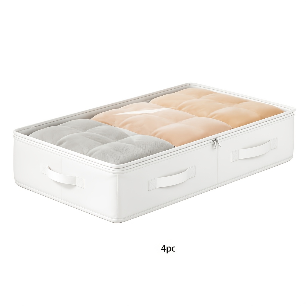 TEMU 4pcs Large Capacity Bed Bottom Wardrobe Organizer And Storage Boxes, Foldable Bed Bottom Storage Boxes, With Functionality And Multiple Uses,