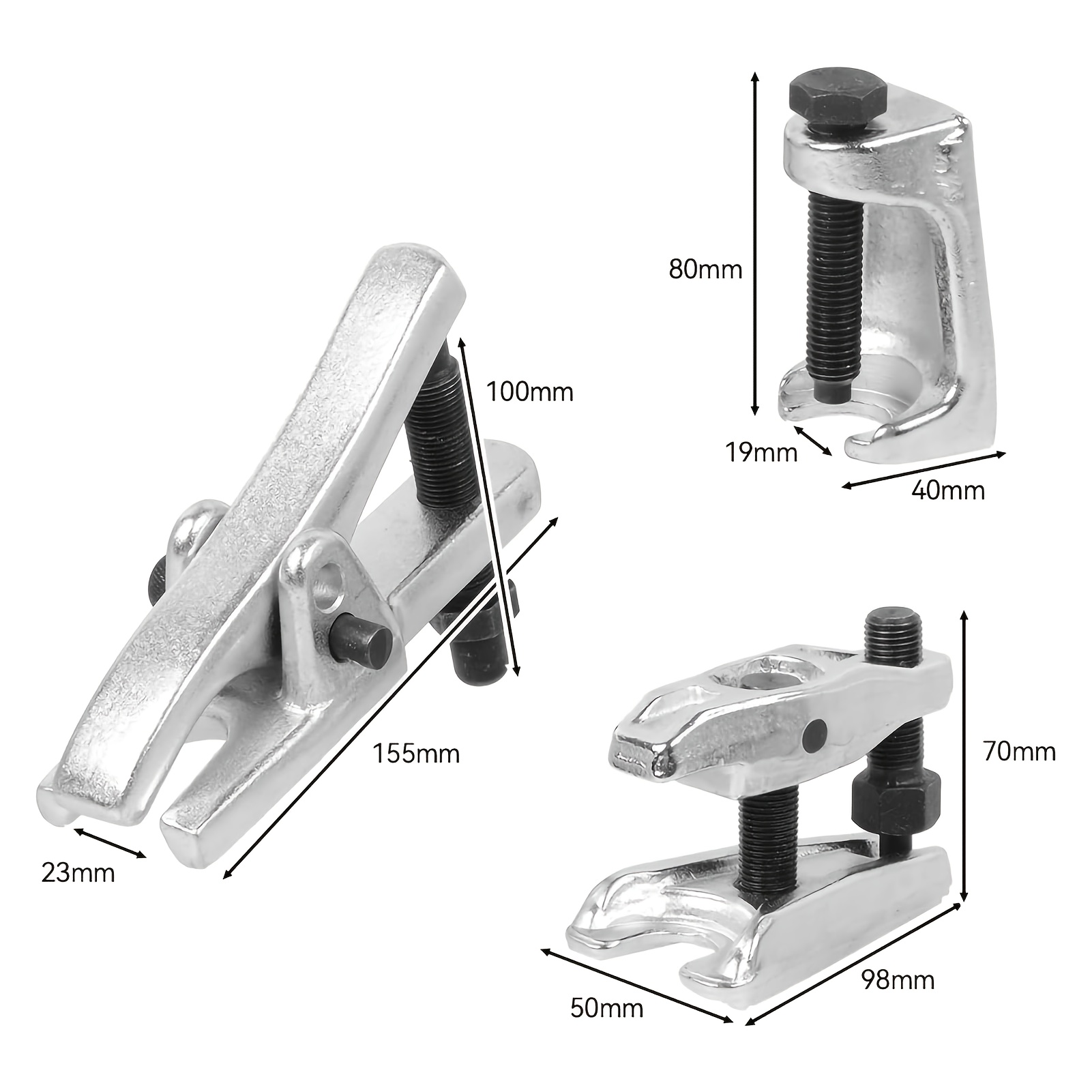 Image of 19mm Open End Double Adjustable Ball Joint Puller Tool - Sturdy Horizontal Rod Ball Head Extractor For Removing Car Lower Swing , Set Of 3