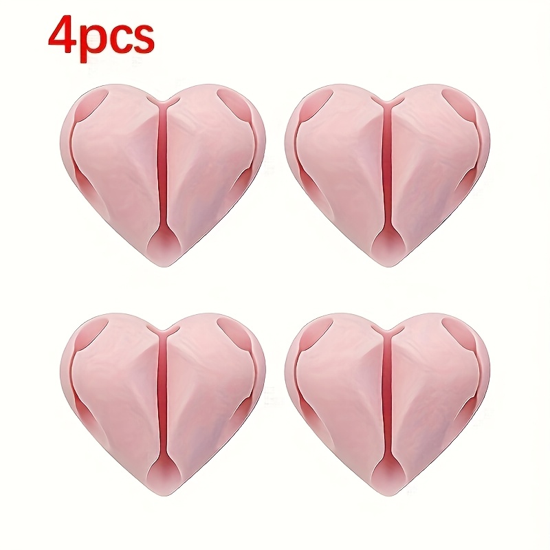 2/4pcs Heart-shaped Cable Organizer, Phone Charging Line Holder, Winding Tool, Self-adhesive Wire Organizer, Suitable For Desks, Nightstands, Walls, Cars, And Offices.