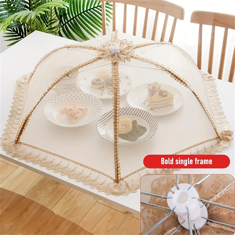

1pc, Foldable Table Cover For Food, Dust, Insects, And Flies, With A Random Color Of Stretch Buckle, Suitable For Home Use