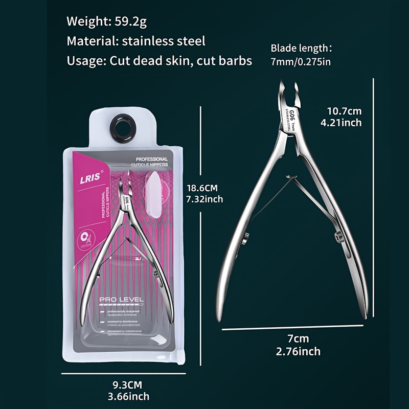 TEMU Professional Stainless Steel Cuticle Trimmer With Sharp Blade | Dual Spring Nail Clipper For Precise Manicure & Pedicure, Nail Care Tool, Silvery Color, Brand