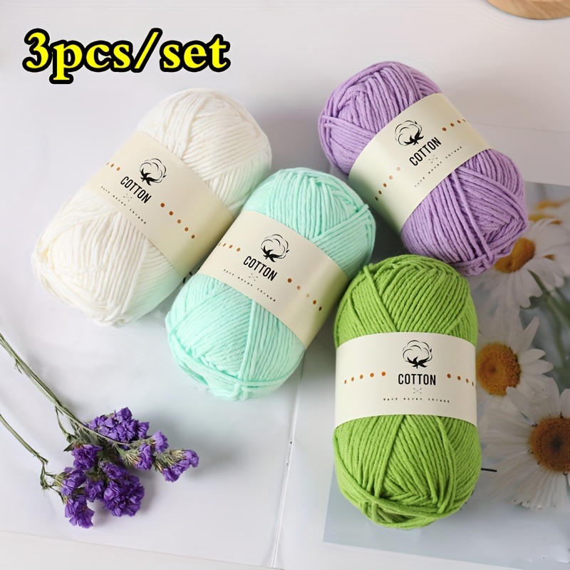 

60% Cotton 40% Acrylic Blend Yarn Set, 3-pack, 150g Total, Medium Weight 5-ply Ombre Yarn For Knitting And Crochet Projects, Suitable For Beginners, 100m Per Skein - Assorted Colors