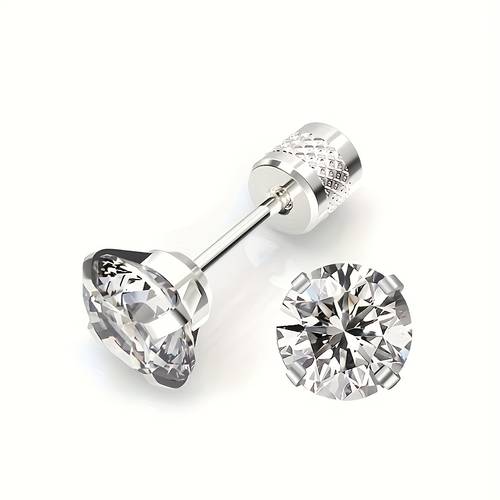 2 piezas de aretes de circonita cúbica de 4mm 5a con diseño de flor en relieve y pendientes de estrás con tornillo externo. aretes en y américa, ideal para de san valentín