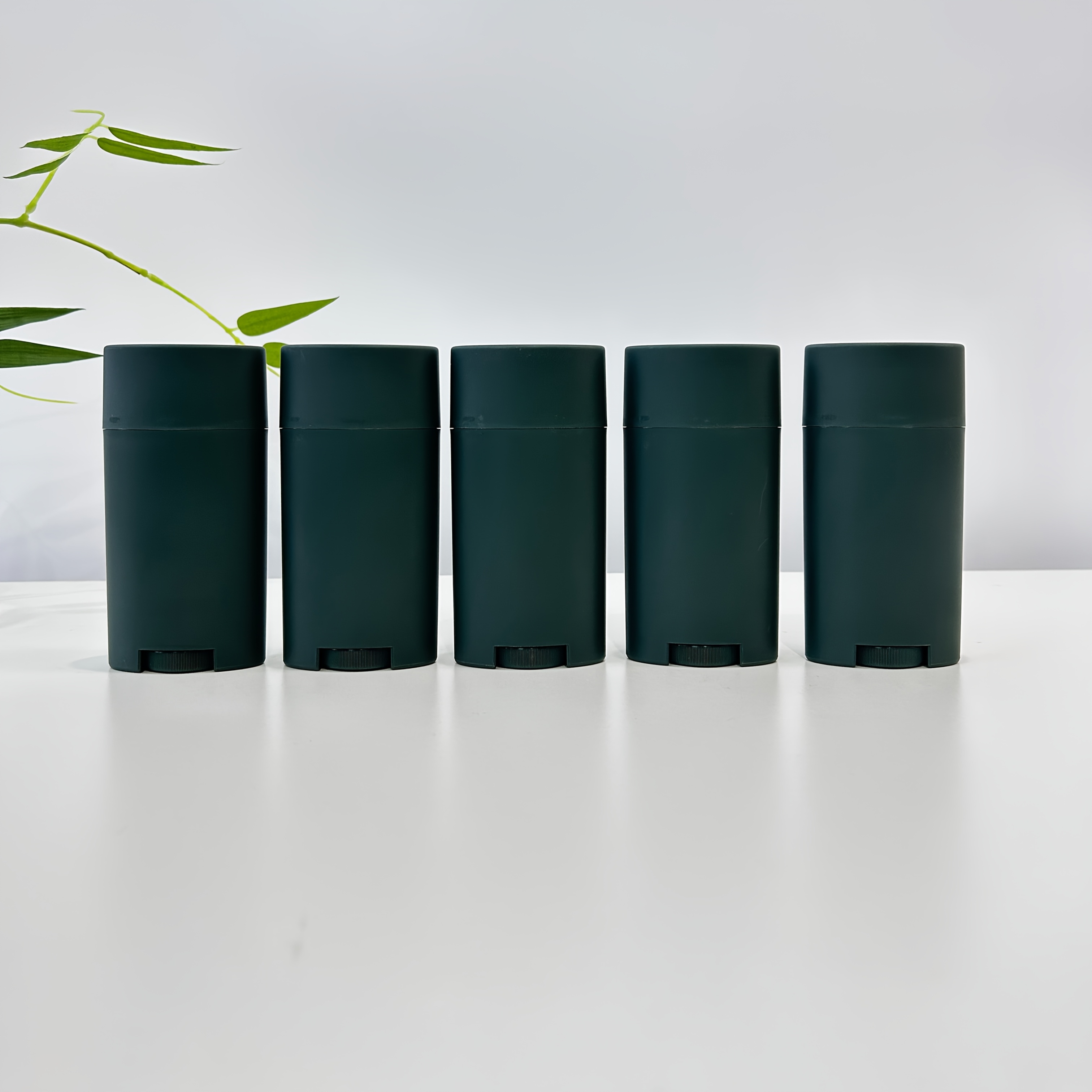 TEMU 5pcs 75g Empty Black/green Oval Plastic Containers Filled, Bottom Filling, Portable Containers For Diy Deodorant Stick, Lotion Stick, Sunscreen,
