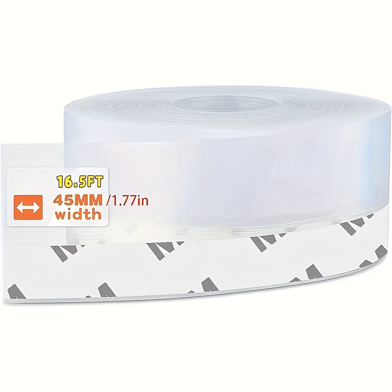 

16.5ft Flexible Silicone Weatherproof Seal Strip - Translucent, Wind & For Doors, Windows, Bathrooms, And Shower Glass