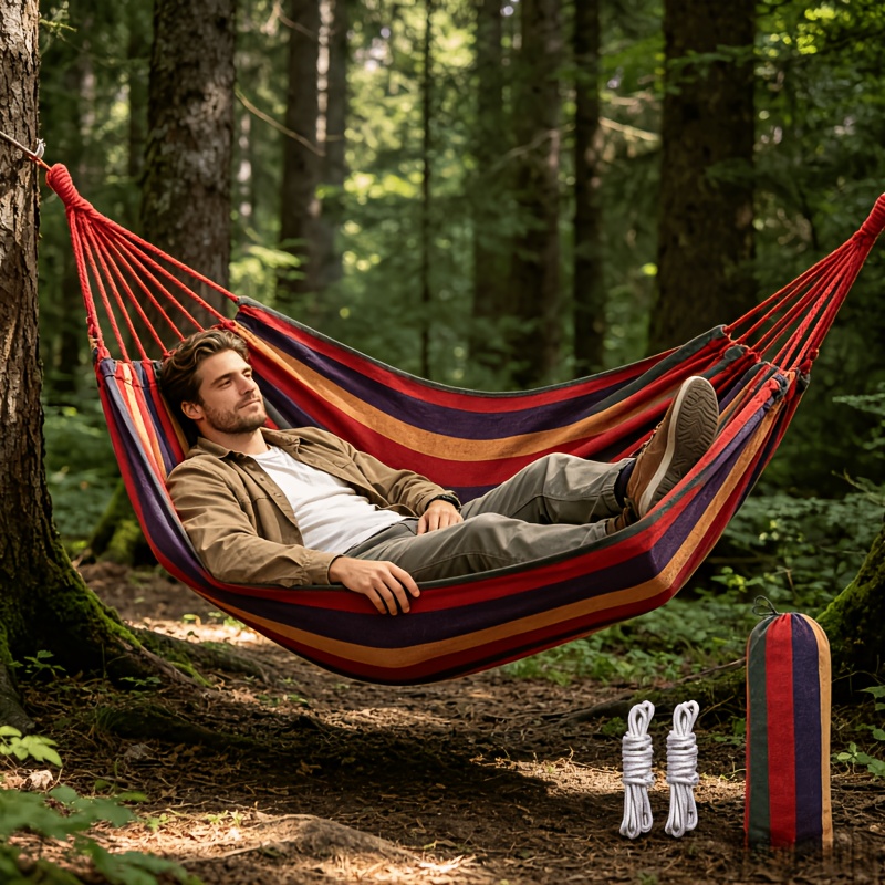 thickened wear resistant patio hammock outdoor hammock park hammock garden hammock suitable for outdoor patio leisure fishing and entertainment ideal for the patio hammock relieve the fatigue and tension when not Product details 2