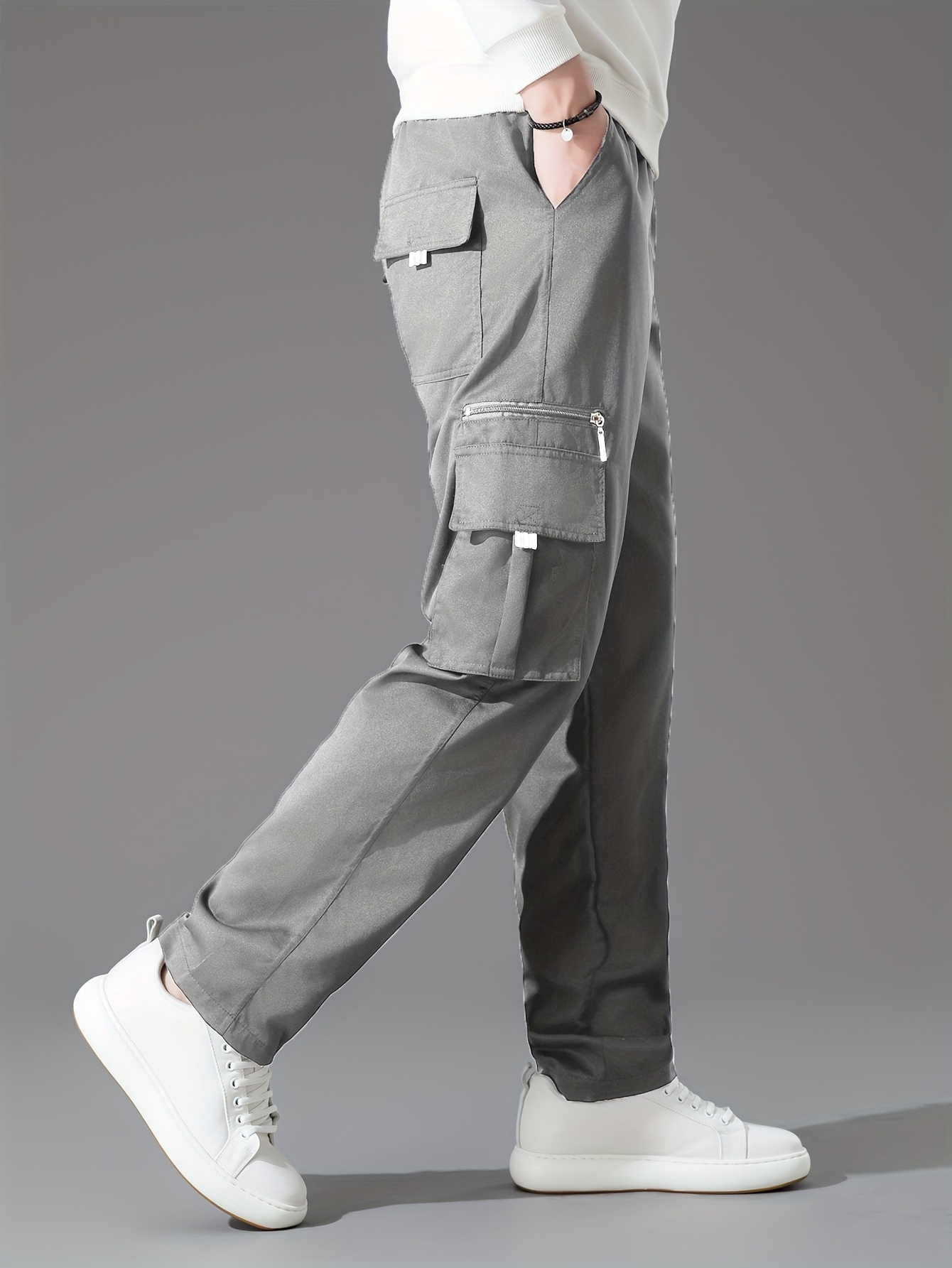 2 pack mens casual cargo pants multi pocket loose fit - Temu