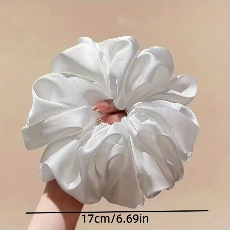 Jumbo Solid Hair Scrunchie in Black or White, Plush Textured
