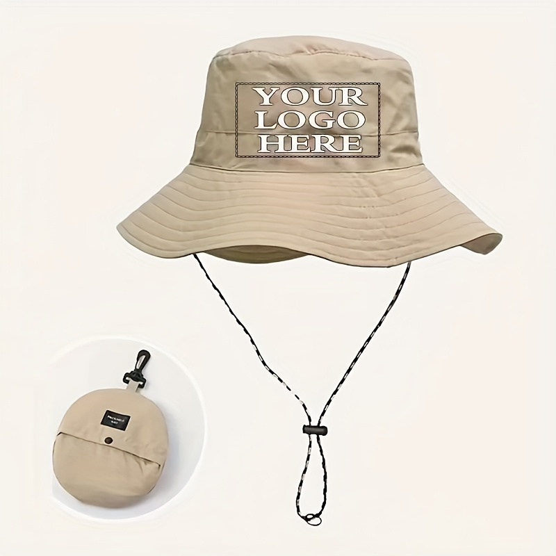 TEMU Customizable Picture Fisherman Hat, Foldable Storage Bag, Mountain Outdoor Sunshade Hat For Men And Women, Thin Summer Fisherman Hat, Casual,