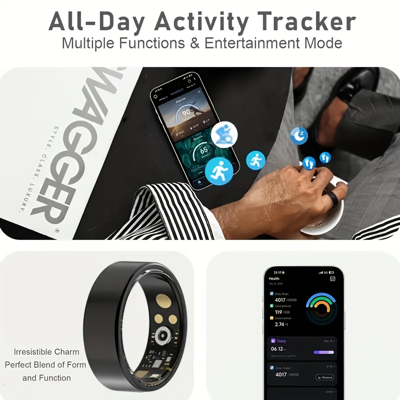 [Smart Fitness Tracker] 1pc - Multi Functional Fitness Tracker Smart Ring | Suitable For Running, Cycling, Etc., With 2 Sizes To Choose From, It Is An Excellent Gift For Friends And Family!