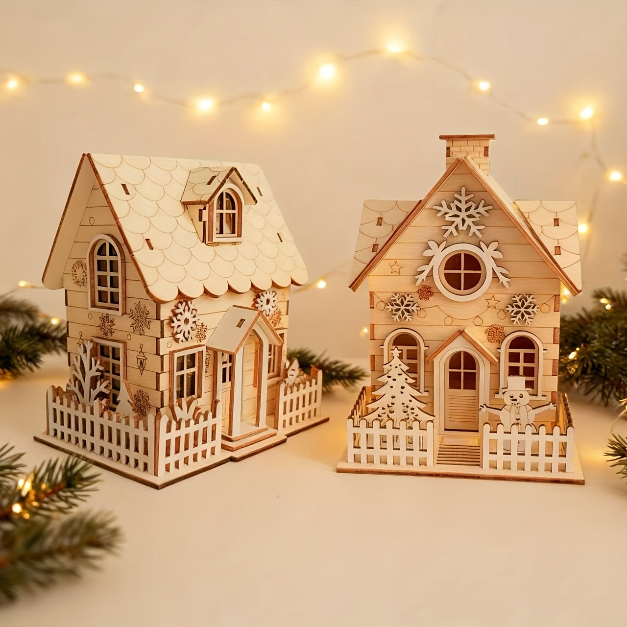 Arbre de Noël en bois pour décoration 49 cm bois massif de pin