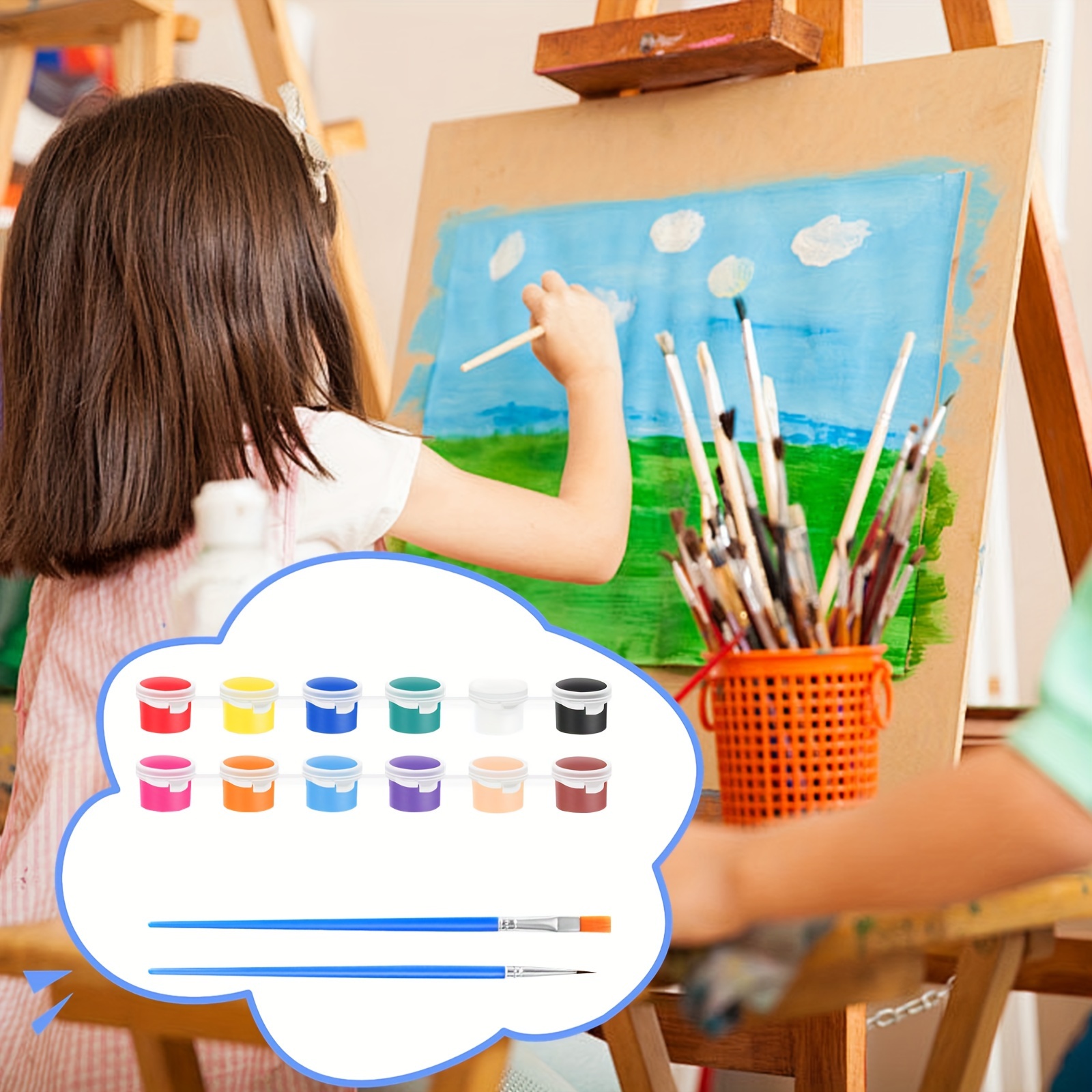  Pintura de dedos para niños pequeños, no tóxica, lavable,  pintura de dedos para niños pequeños de 1 a 3, 6 colores brillantes, pintura  para manualidades, pintura, suministros de pintura escolar, 